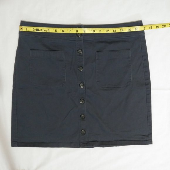 LOFT Outlet Dark Charcoal Grey Khaki Cotton Mini Skirt Button Front Womens Sz 10 - Picture 2 of 5